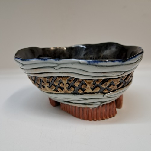 SL-500 Bowl, Porcelain Free-form Coil w/Stamped Band $80 at Hunter Wolff Gallery